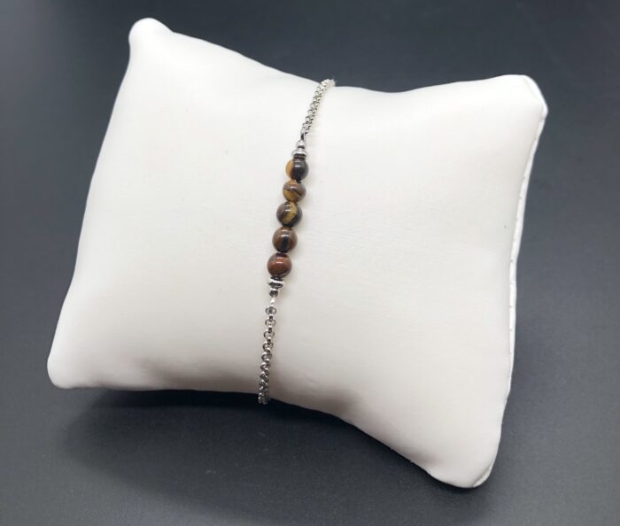 Bracelet 5 perles oeil de tigre – Image 4