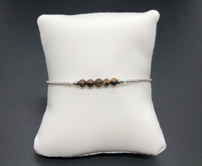 Bracelet 5 perles oeil de tigre – Image 3