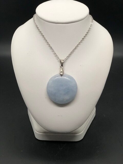Pendentif calcite bleue (rond)