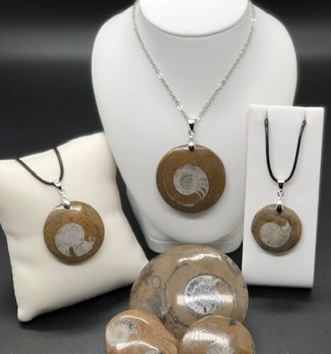 Pendentifs ammonite sur stromatolite