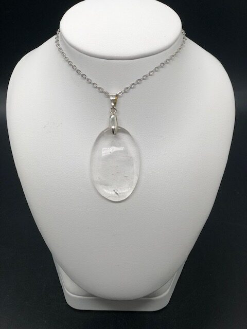 Pendentif cristal de roche (ovale)