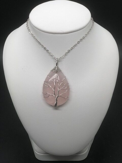 Pendentif quartz rose (arbre de vie)