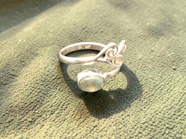Bague argent 925, labradorite M1