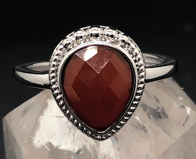 Bague Cornaline facettée forme goutte (Collection Betty) – Image 2