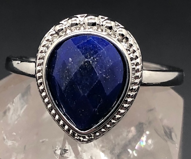 Bague Lapis- Lazuli facettée forme goutte (Collection Betty) – Image 2