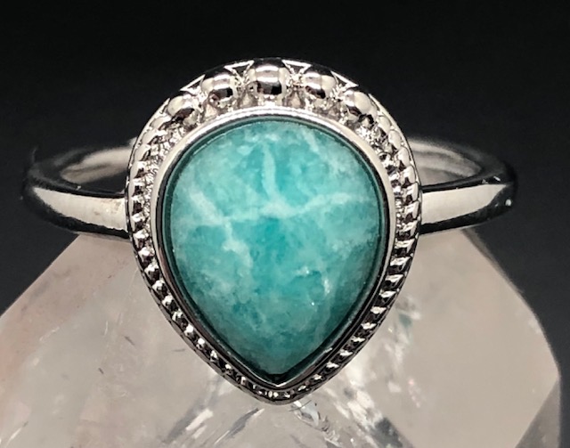 Bague Amazonite facettée forme goutte (Collection Betty) – Image 2