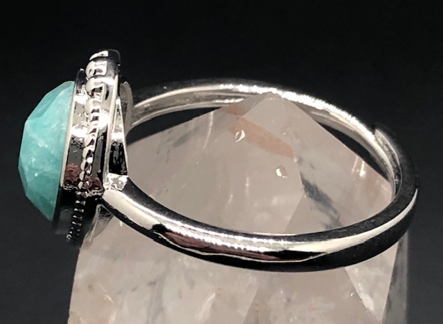 Bague Amazonite facettée forme goutte (Collection Betty) – Image 3