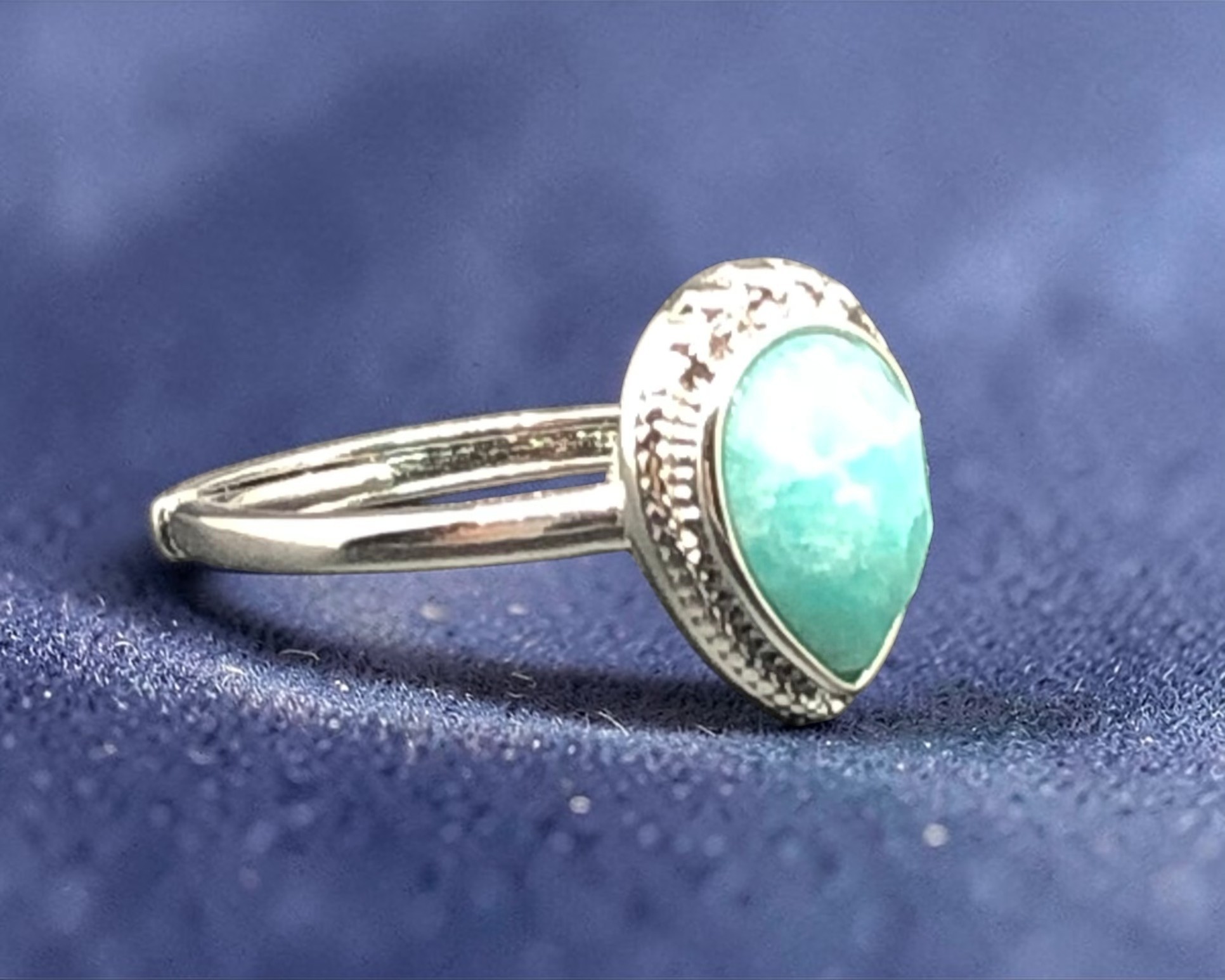 Bague Amazonite facettée forme goutte (Collection Betty)
