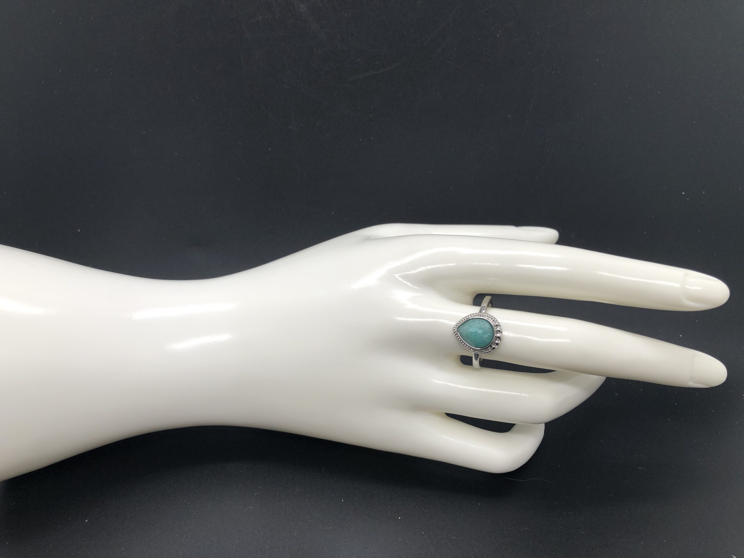 Bague Amazonite facettée forme goutte (Collection Betty) – Image 6