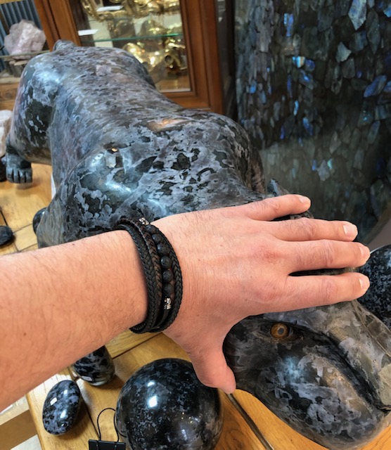 Bracelet Cuir et Pierres de Lave – Image 4