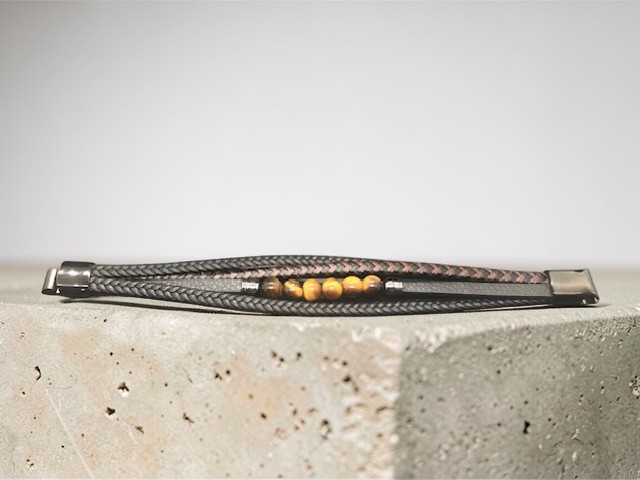 Bracelet Cuir et Pierres Oeil de Tigre – Image 5