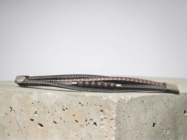 Bracelet Cuir et Pierres de Lave – Image 5