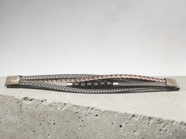 Bracelet Cuir et Pierres Onyx noir – Image 5