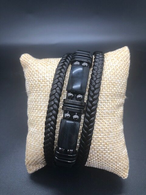 Bracelet Cuir et Pierres de Faucon – Image 2