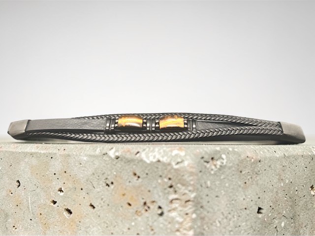 Bracelet Cuir et Pierres Œil de Tigre – Image 5