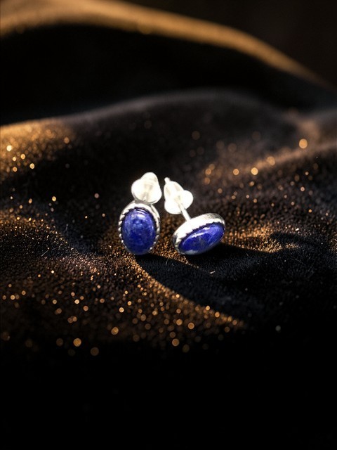 Boucles d'oreilles puces, lapis- lazuli