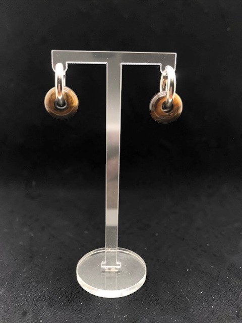 Boucles d'oreilles ref1, œil de tigre
