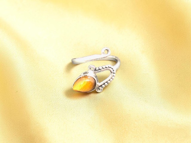 Bague argent 925, œil de tigre M5
