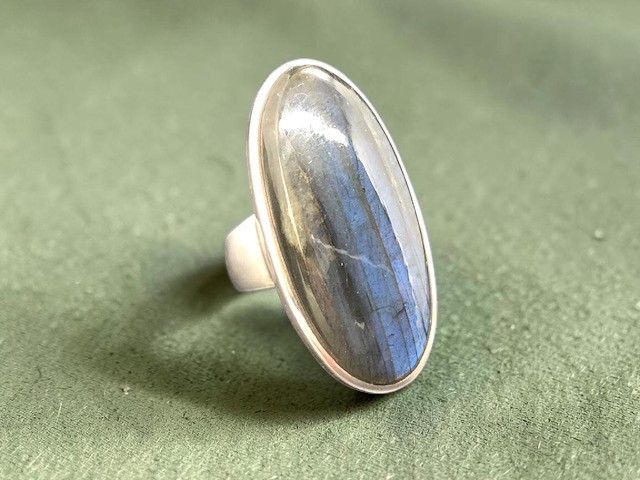 Bague argent 925, labradorite M7