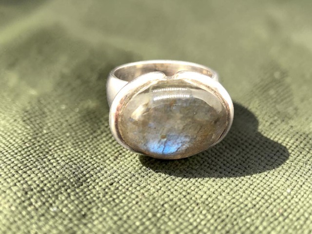 Bague argent 925, labradorite M8