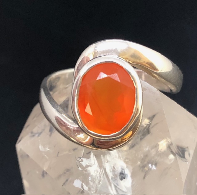 Bague argent 925, cornaline facettée – Image 2