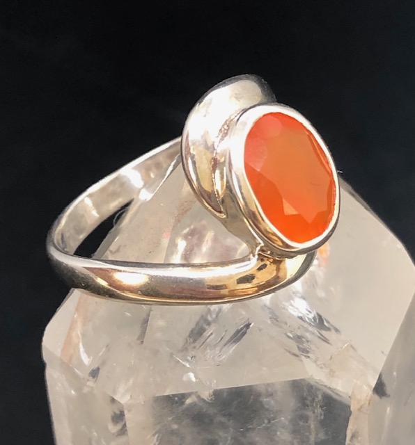 Bague argent 925, cornaline facettée – Image 3