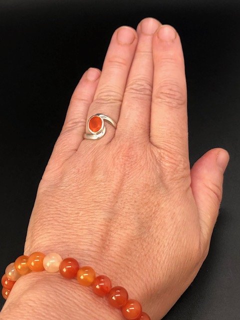 Bague argent 925, cornaline facettée – Image 5