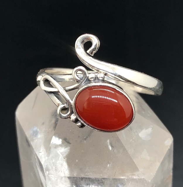 Bague argent 925, cornaline M4 – Image 2