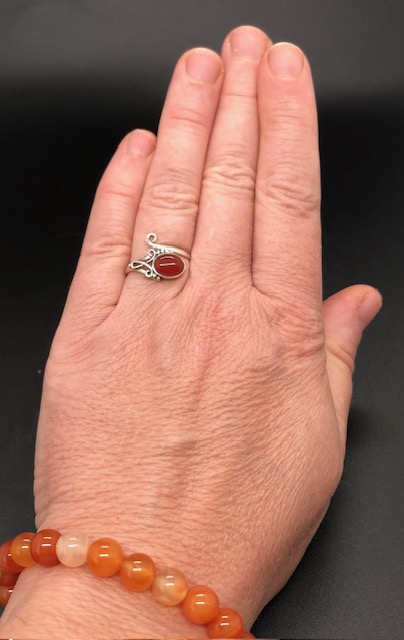 Bague argent 925, cornaline M4 – Image 5