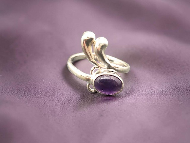 Bague argent 925, améthyste M01
