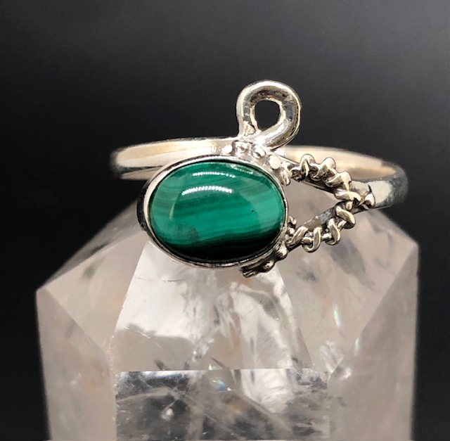 Bague argent 925, malachite M01 – Image 2