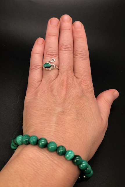 Bague argent 925, malachite M01 – Image 5