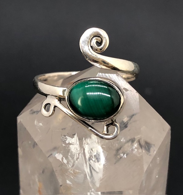 Bague argent 925, malachite M03 – Image 2