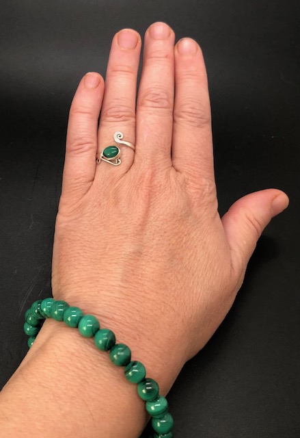 Bague argent 925, malachite M03 – Image 5