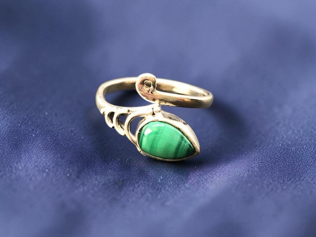 Bague argent 925, malachite M04