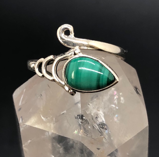 Bague argent 925, malachite M04 – Image 2