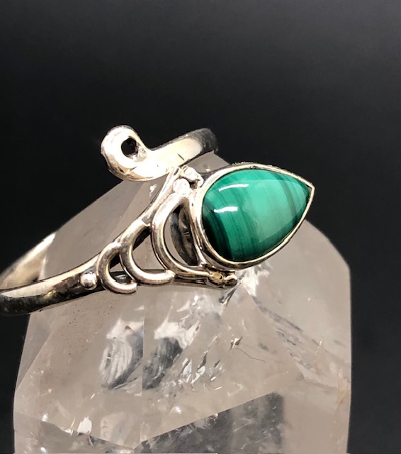 Bague argent 925, malachite M04 – Image 3