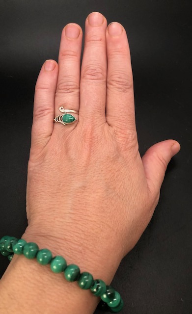 Bague argent 925, malachite M04 – Image 5