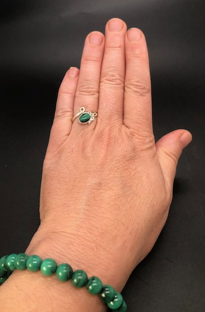 Bague argent 925, malachite M05 – Image 5