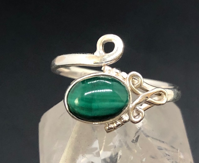 Bague argent 925, malachite M05 – Image 2