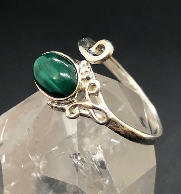 Bague argent 925, malachite M05 – Image 3