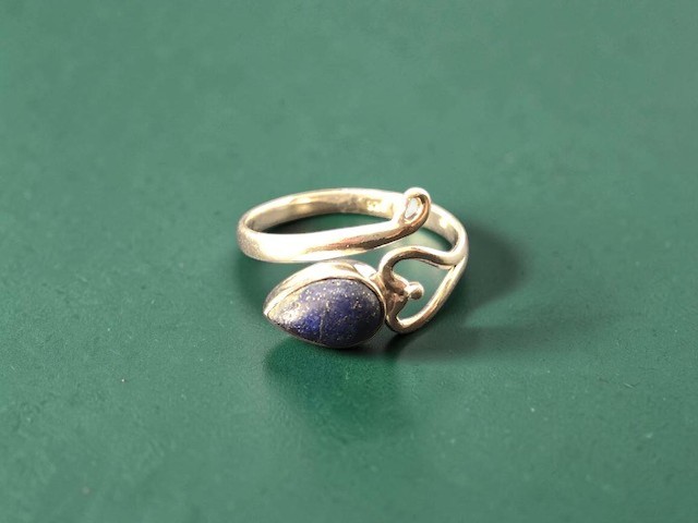 Bague argent 925, lapis-lazuli M02