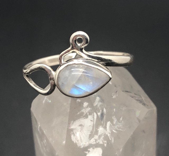 Bague argent 925, pierre de lune blanche M01 – Image 2