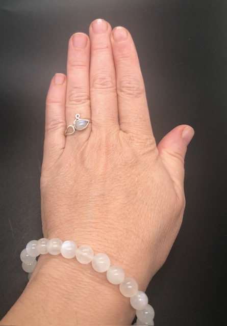 Bague argent 925, pierre de lune blanche M01 – Image 5