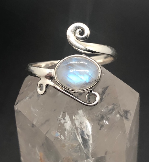Bague argent 925, pierre de lune blanche M02 – Image 2