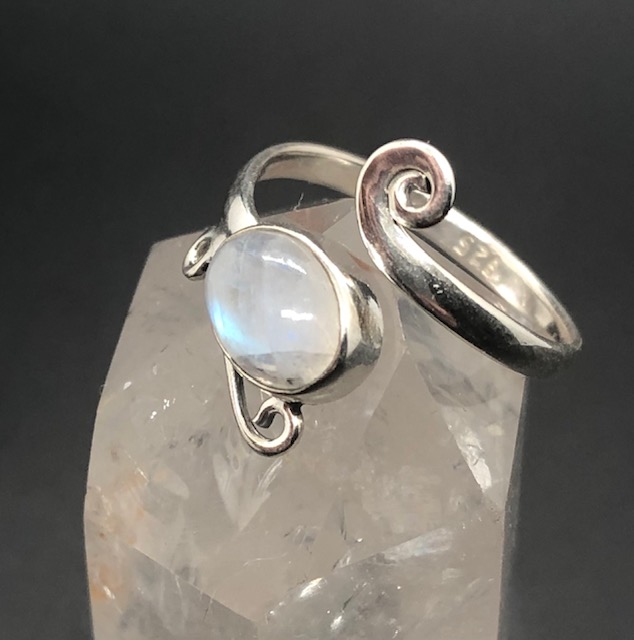 Bague argent 925, pierre de lune blanche M02 – Image 3