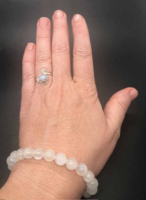 Bague argent 925, pierre de lune blanche M02 – Image 5