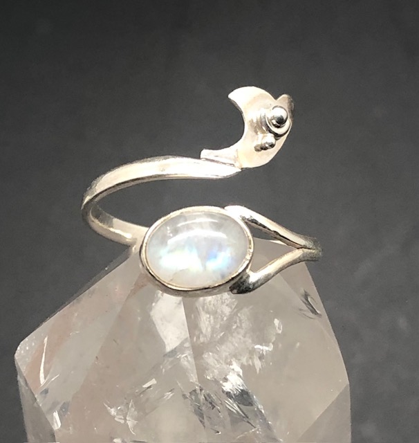 Bague argent 925, pierre de lune blanche M03 – Image 2