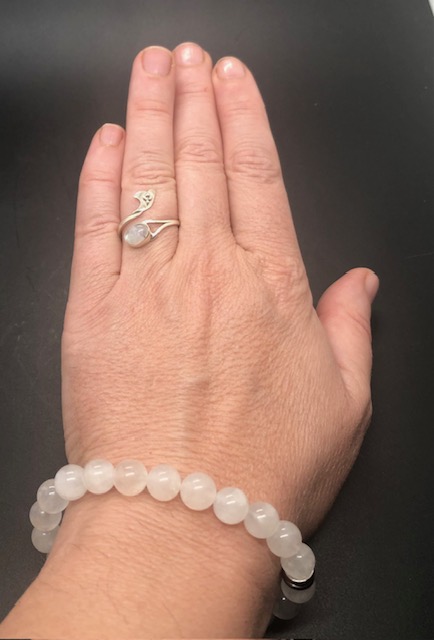 Bague argent 925, pierre de lune blanche M03 – Image 4