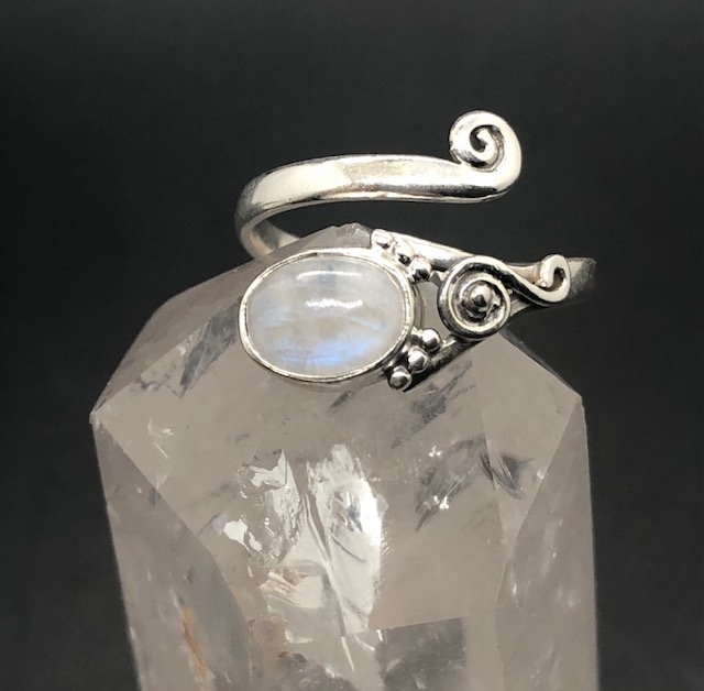 Bague argent 925, pierre de lune blanche M04 – Image 2